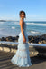 Beautiful Baby Blue Halter Neck Tiered Ruffle Maxi Prom Dress Classy Tulle Gown,OLP2385