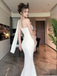 Elegant White One-Shoulder Mermaid Long Prom Dress Ideas, Evening Party Dresses, OLP1444