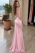 Modern Pink Satin Mermaid Prom Dress Unique Embroidered Bodice Long Party Gown,OLP2441