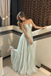 Unique Mint Green Strapless Lace Corset Shimmer Prom Dress,OLP2449