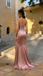 Sparkly Pink Prom Dress Sexy Sheer Corset Strapless Sweetheart High Slit Dress, OLP1697