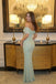 Classy Light Green Lace Mermaid Prom Dress Off Shoulder Ruched Detail Formal,OLP2321