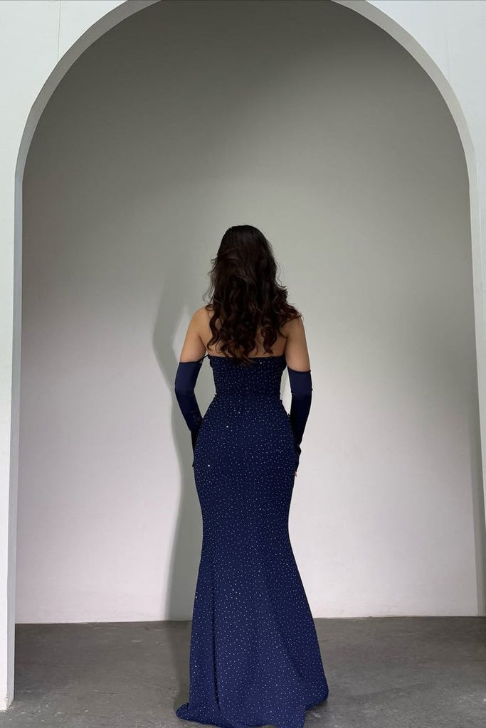 Sexy Navy Sweetheart Mermaid Long Prom Dress Ideas, Evening Party Dresses, OLP1498