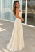 Sexy Ivory Spaghetti Strap Scoop Neck Pleated Chiffon Prom Dress,OLP2494