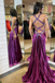 Unique Purple Spaghetti Strap Mermaid Side Slit Long Prom Dress Ideas, Evening Party Dresses, OLP1664