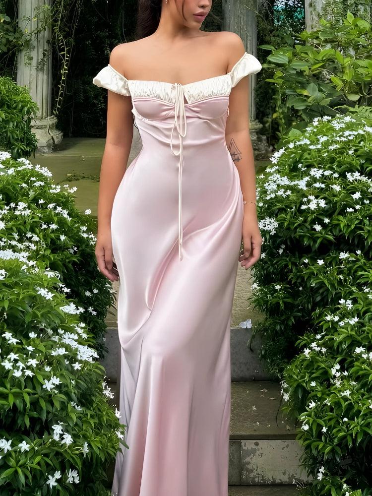 Elegant Pink Off-Shoulder Mermaid Long Prom Dress Ideas, Evening Party Dresses, OLP1583
