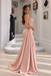 Classy Blush Pink Strapless Beaded Satin Mermaid Prom Dress,OLP2504