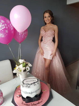 Sparkly Pink Sweetheart A-Line Long Prom Dress Ideas, Evening Party Dresses, OLP1479