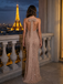Sexy Champagne Gold Halter Prom Dress Featuring Stunning Embellished Florals,OLP2298