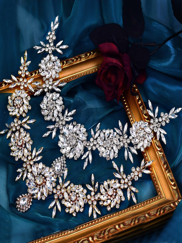 Sparkly Heavy Industry Creative 3D Rhinestone Flower Headband Wedding Dress Accessories