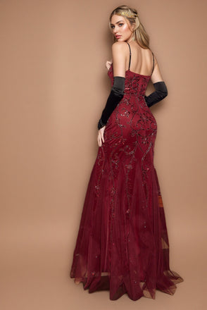 Sexy Red Spaghetti Strap Mermaid Long Prom Dress Ideas, Evening Party Dresses, OLP1283
