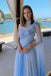 Stunning Blue Ombre Tulle Evening Gown Modern One Shoulder A Line Prom Dress,OLP2295