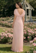 Classy Blush Pink Chiffon Prom Dress Cowl Neck Cap Sleeve A-Line Maxi Gown,OLP2090