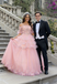 Fancy Off Shoulder Pink Ball Gown Prom Dress 3D Floral Applique Layered Skirt,OLP2146