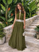 Glamorous Silver Plunging Halter Chiffon Maxi Prom Dress With Classy Sequin Midriff Cutout,OLP2379