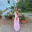 Sexy V-Neck Ruffled Pink Prom Dress Unique Halter High Low Asymmetrical Gown,OLP1823