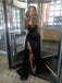 Sexy Black Sweetheart Mermiad Side Slit Long Prom Dress Ideas, Evening Party Dresses, OLP1291
