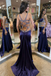 Unique Purple Spaghetti Strap Mermaid Side Slit Long Prom Dress Ideas, Evening Party Dresses, OLP1664
