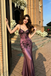 Sexy Purple Satin Mermaid Prom Dress Classy Black Floral Lace Overlay,OLP2194