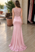 Modern Pink Satin Mermaid Prom Dress Unique Embroidered Bodice Long Party Gown,OLP2441