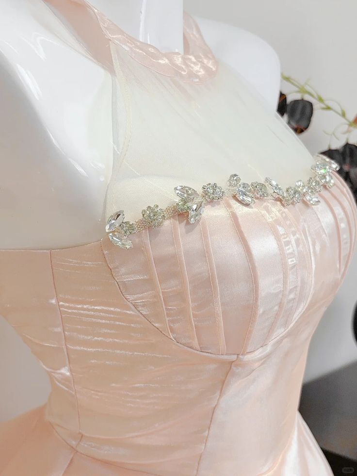 Beautiful Pink Ruffled Tiered Prom Gown Beaded Straps,OLP2097