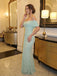 Classy Light Green Lace Mermaid Prom Dress Off Shoulder Ruched Detail Formal,OLP2321