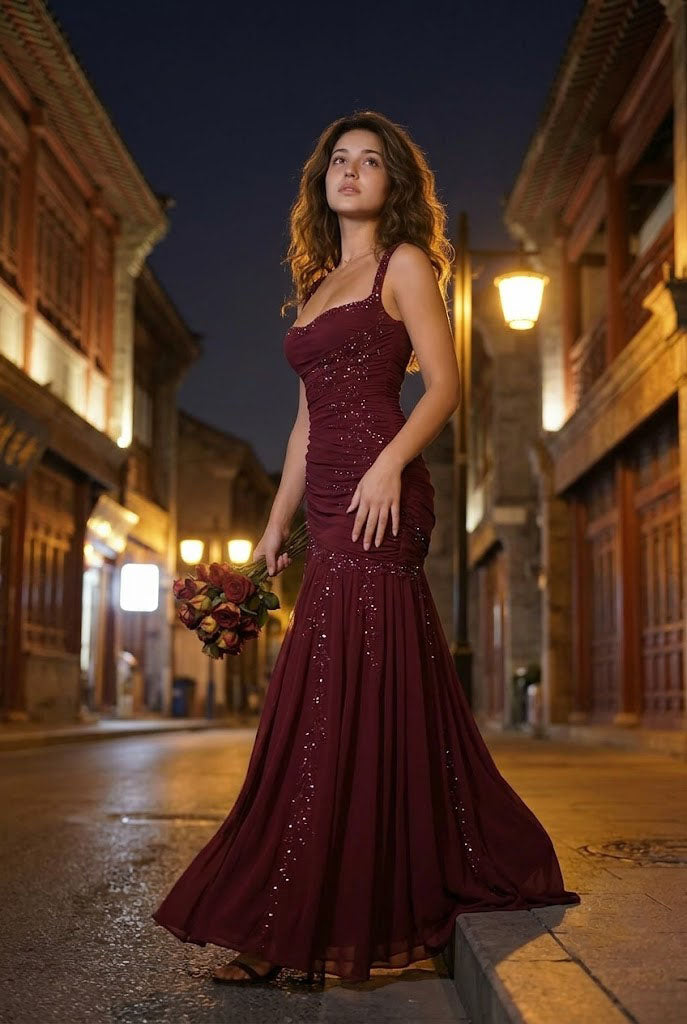 Stunning Burgundy Chiffon Mermaid Gala Gown Sleeveless Ruched Prom Dress,OLP2316