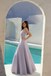 Elegant Lavender Chiffon A-Line Prom Gown Pleated Bodice Crystal Brooch,OLP1991