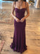 Stunning Purple Ruched Bodycon Prom Dress Spaghetti Straps Unique Party Gown,OLP2398
