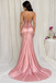 Fancy Dusty Pink Spaghetti Strap Corset Satin Prom Dress,OLP2464
