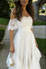 Unique White Lace Prom Gown Off-Shoulder Tiered A-Line Evening Dress,OLP1786