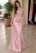 Modern Pink Satin Mermaid Prom Dress Unique Embroidered Bodice Long Party Gown,OLP2441