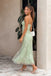 Modern Sage Green Floral Embroidered Midi Prom Dress with Sweetheart Neckline,OLP2382