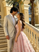 Unique Pink Butterfly Embroidery Ball Gown Prom Dress Sweetheart A-Line Tulle Skirt,OLP2264
