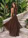 Glamorous Silver Plunging Halter Chiffon Maxi Prom Dress With Classy Sequin Midriff Cutout,OLP2379