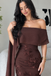 Fancy Brown Off Shoulder Sheer Sleeve Floral Embroidered Prom Dress,OLP251