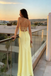 Classy Yellow Strapless Prom Dress Ruched Satin Mermaid Formal Evening Gown,OLP2015