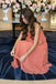 Pretty Terracotta Pink Pleated Strapless Ruffle Tiered A-Line Chiffon Floor Length Prom Dress ,OLP2363