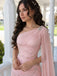 Modern Pink One Shoulder Beaded Cape Gown Classy Pleated Prom Dress,OLP2393