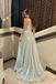 Unique Mint Green Strapless Lace Corset Shimmer Prom Dress,OLP2449