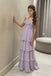Pretty Lavender Strapless Tiered Chiffon Formal Dress with Ruffled Sweetheart,OLP2370