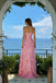 Sexy Pink Strapless Prom Gown Tiered Ruffles High Leg Slit Design,OLP2002
