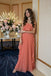 Pretty Terracotta Pink Pleated Strapless Ruffle Tiered A-Line Chiffon Floor Length Prom Dress ,OLP2363