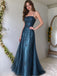 Classy Hot Pink Spaghetti Strap Beaded Prom Dress Sleek Long Satin Dress,OLP2445