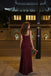 Stunning Burgundy Chiffon Mermaid Gala Gown Sleeveless Ruched Prom Dress,OLP2316