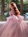 Cute Pink Off-Shoulder Long A-Line Flower Girl Dress , FGS0037
