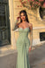 Glamorous Sage Green Strapless Corset Mermaid Prom Dress With Detachable Sleeves,OLP2327