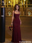 Stunning Burgundy Chiffon Mermaid Gala Gown Sleeveless Ruched Prom Dress,OLP2316