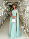 Stunning Mint Green One-Shoulder Cape-Style Long Formal Gown with Appliques,OLP2203