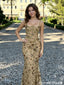 Fancy Champagne Gold Scoop Sleeveless Beaded Mermaid Classy Prom Dress,OLP2347